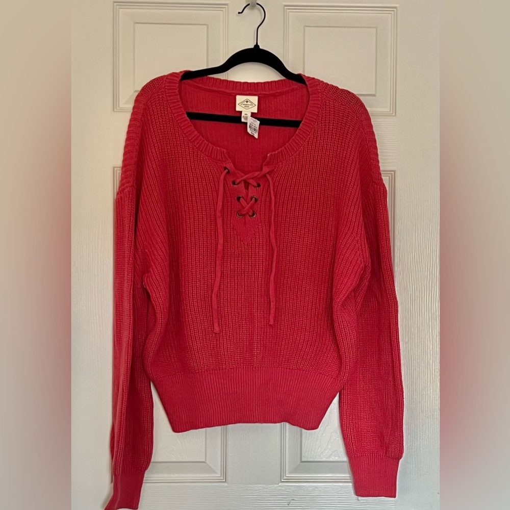 ST JOHN’S BAY Lace-Up Sweater- Size XXL